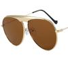 Fashion Pilot Sunglasses Personality Sun Glasses Anti-UV Spectacles Retro Single Beam Eyeglasses Oversize Frame Ornamental