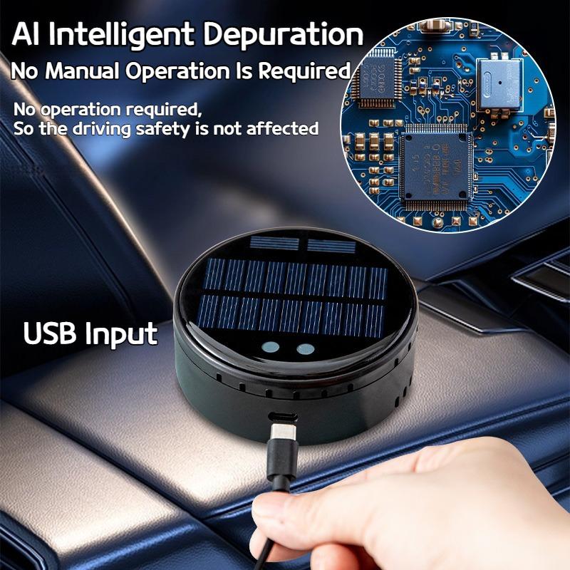 Car Air Purifier with Dual-Core Technology, Removes Odor and Formaldehyde, Solar & USB Powered, Dual Use for Car and Home