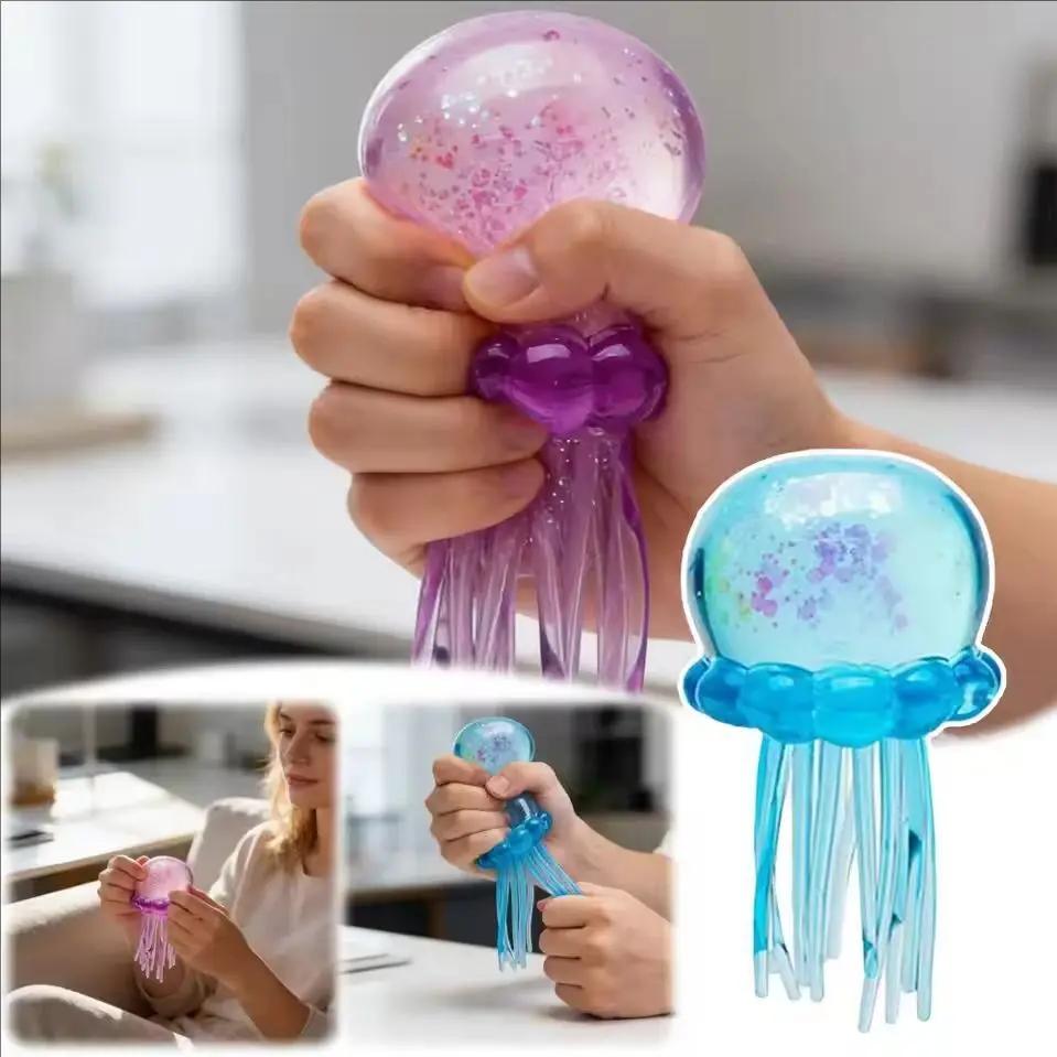 Soft Jelly Nee Doh Jellyfish Squish Toy, Stress Relief Squeeze Fidget Toy, Ideal Holiday & Birthday Gift For Boys And Girls