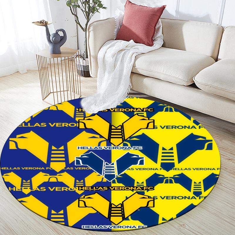 Hellas Verona FC pattern round rug,Carpet Rug for Living Room Bedroom Playroom ,Non-slip Floor Mat,Holiday Gifts and Birthday Gifts.