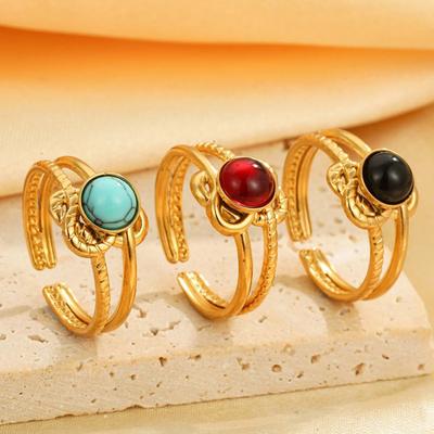 Adjustable Bohemian Geometric Ring: Colorful Non-Fading Titanium Steel with Turquoise.