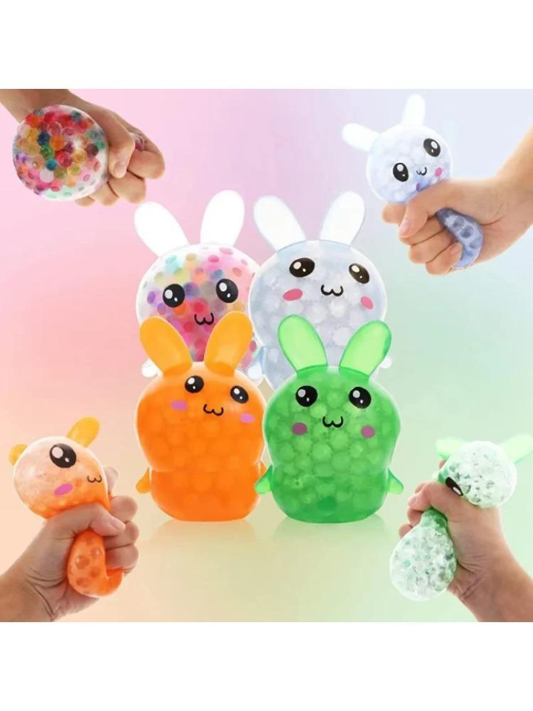 Kids Easter Rabbit Toy Soft Push Stress Relief Sensory Squeeze Toys for Children Adult Decompression Cartoon Toys Happy Easter