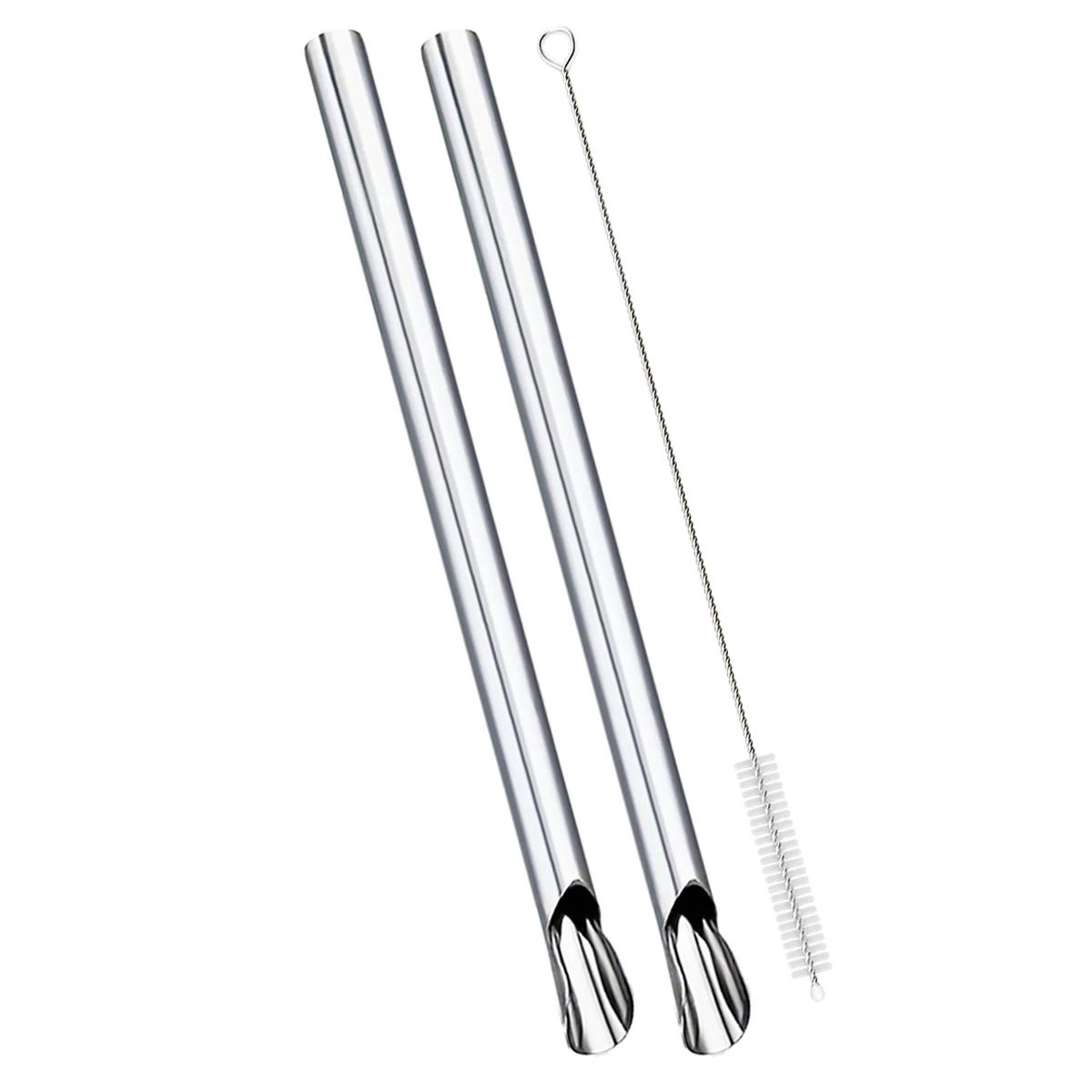 

304 Stainless Steel Milkshake Straw Pearl Milk Tea Drinking Straw Set with Brush Fruit Juice Cocktail Straw Bar Accessories серебряный