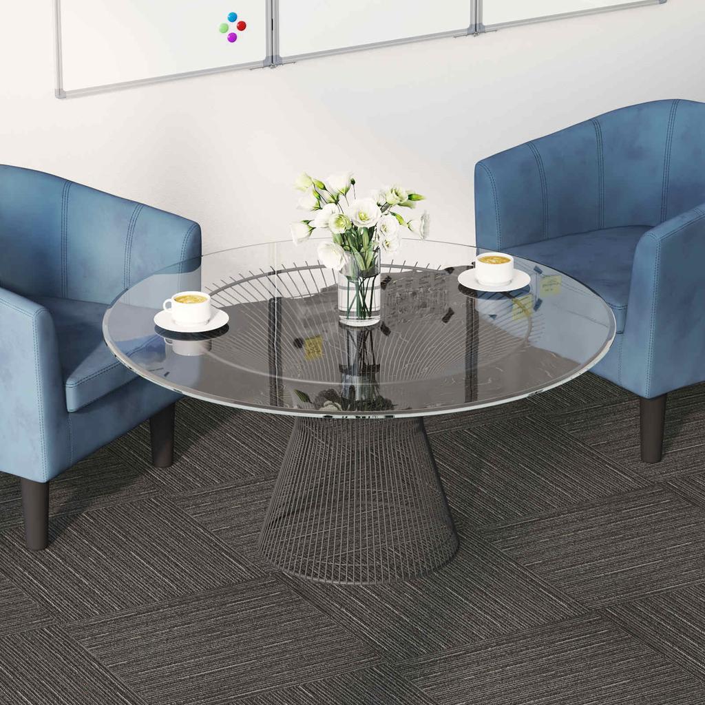 Striped Dark Brown Carpet Tile 50 x 50 cm 4 pcs