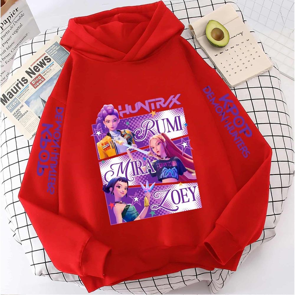 2025 KPop Demon Hunters Hoodie Fashion Rumi Sweatshirt Pullover Cute Long Sleeve Autumn Boys Girls Cartoon Y2K Hoody Sportswear