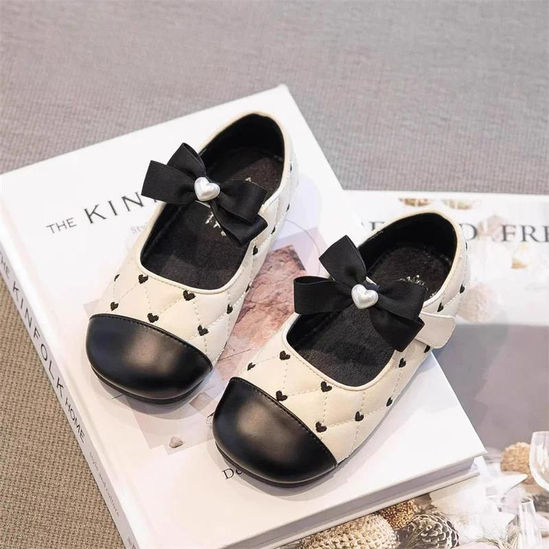 Kids Mary Janes for Toddlers Big Girls Fashion Princess Heart Style with Bow-knot Sweet Chic Kids Casual Shoes Flats for Wedding