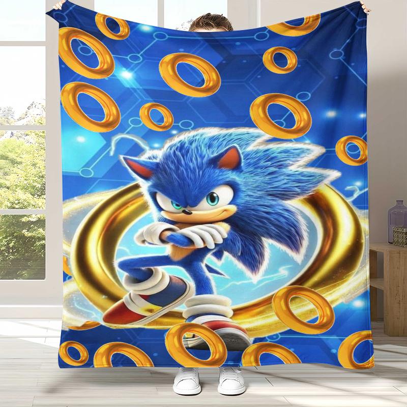

Ретро Мультяшное Игровое Фланелевое Одеяло S-Sonic, Ультра Мягкое Теплое Плюшевое Покрывало для Дома, Спальни, Кровати, Дивана, Походного Пикника, Подарок 75x90cm