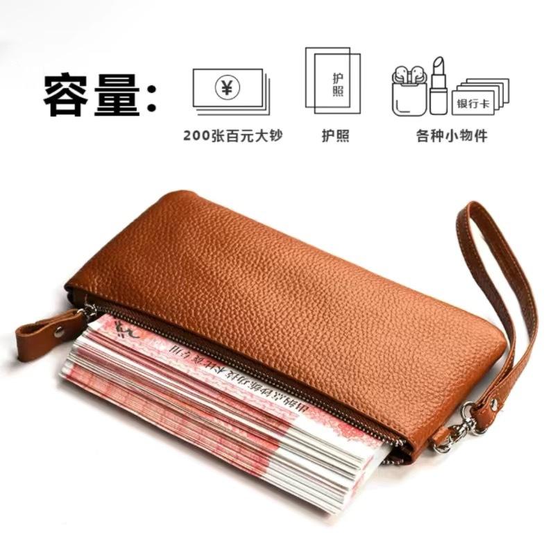 

Leather wallet women s fashion light and thin long mobile phone clutch bag large capacity storage zipper change bag wallet bag коричневый