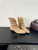 Coarse Heel French Square Head Brown Short Boots Women's Boots Autumn and Winter New Suede Low Heel Women's Boots
