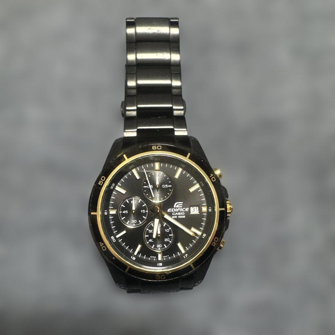

[Б/У] Батарея заменена! Часы-хронограф EDIFICE, Черные/Золотые