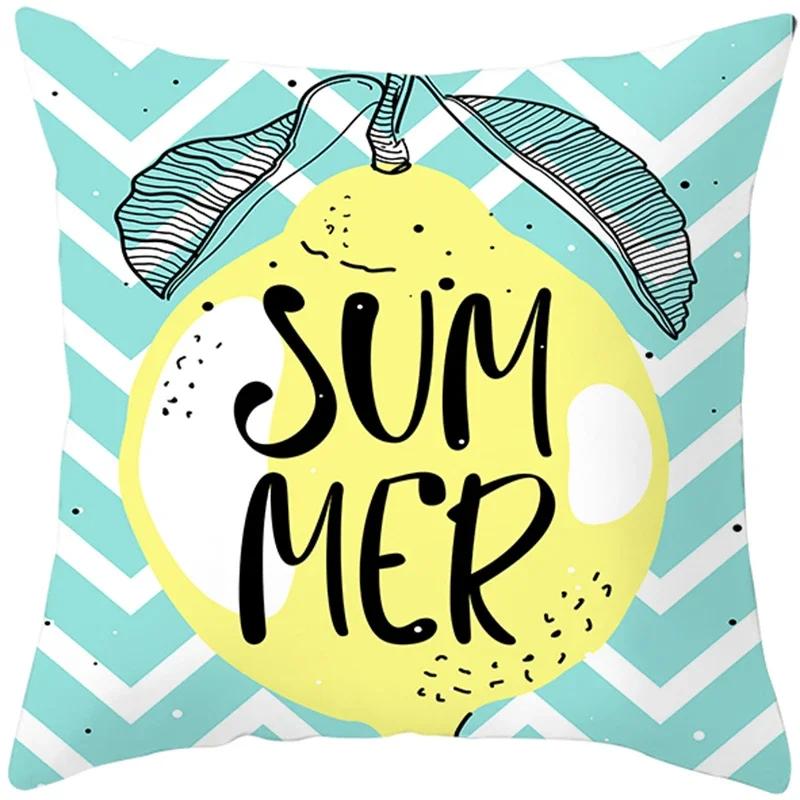 Tropical Style Fruit Cactus Printed Pillow Case Home Decor for Sofa Office Polyester Throw Pillow Cover Decorative Cushion Cover