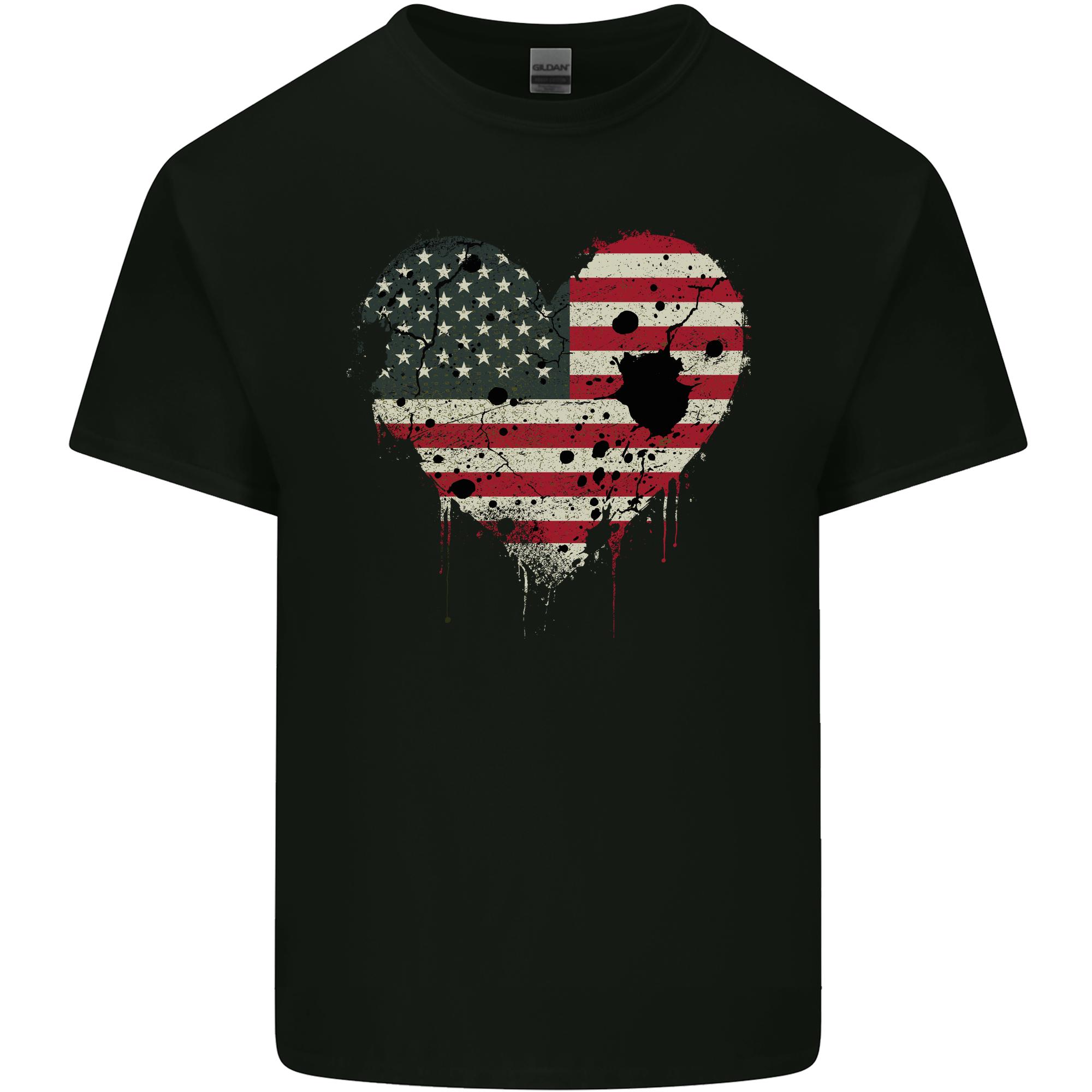 Love USA Flag Independence Day American Unisexs Light Cotton TShirt S