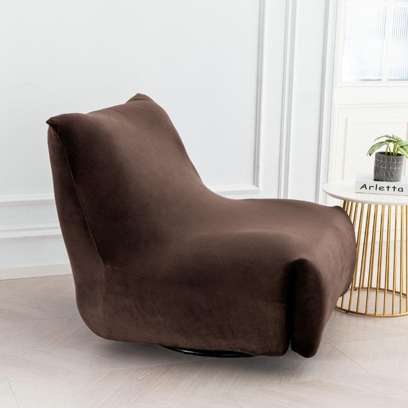 Velvet Single Seated Fireside Chair Cover with Elastic Bottom Stretch Armless Lounge Chaise Slipcover Removable Furniture Cover