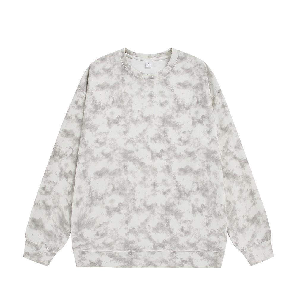 Men's Autumn Casual 360g Heavyweight Tie-dye Suede Fleece Round Neck Hoodie Jacket