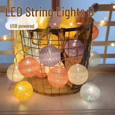 LED-Baumwollkugel-Lichterkette - USB-betrieben, Batteriebetrieben, Ideal für Weihnachten & Innendekoration
