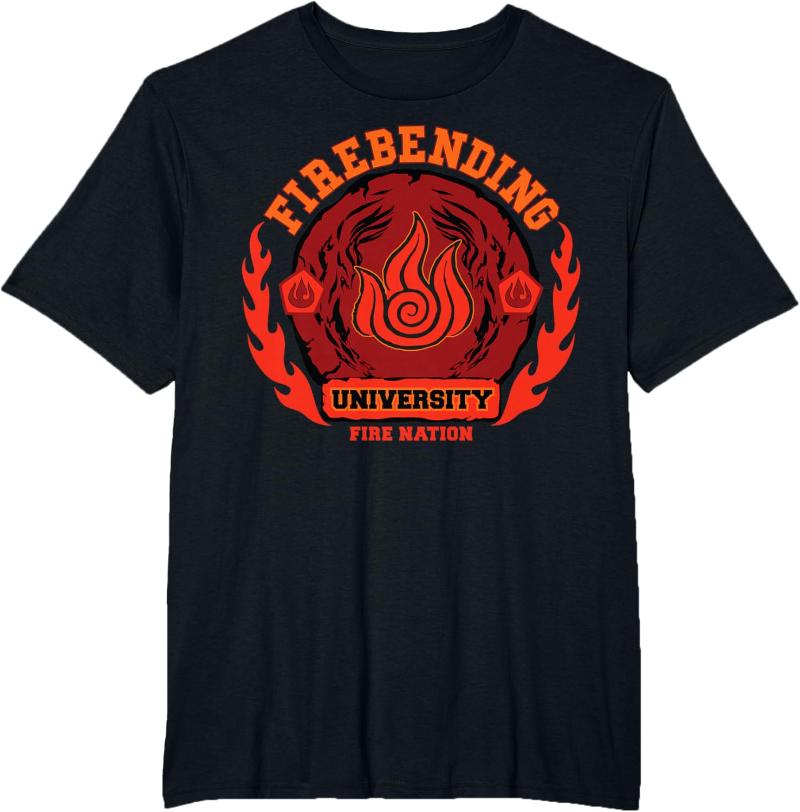 Fire Bending University Logo Fire Nation T-Shirt New Spring/Summer Arrivals Regular Fit Casual S