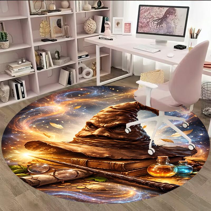 1pc Hogwarts4 Carpet, Round Rug, Comfortable, Suitable for Entryways, Living Rooms, Office, And Bedrooms, Christmas Decoration