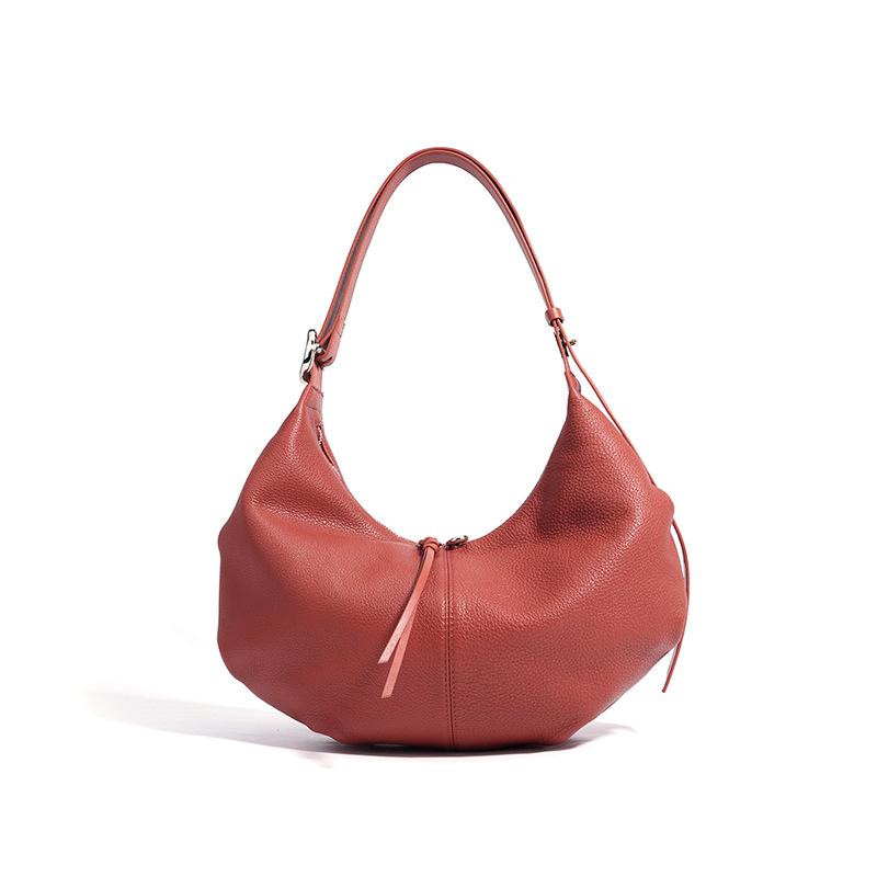 Dumpling bag zipper niche versatile first layer cowhide messenger bag women's large capacity high-end women's leather underarm bag