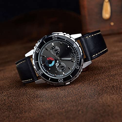 BISONSTRAP Genuine Leather Watch Strap, 23mm, Horween Leather Watch Band, Black, with Installation Tools