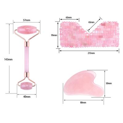 Natural Rose Quartz Eye Mask Jade Roller Gua Sha Massager Set Gouache Quartz Face Massage Beauty Cold Therapy Relaxing Tools