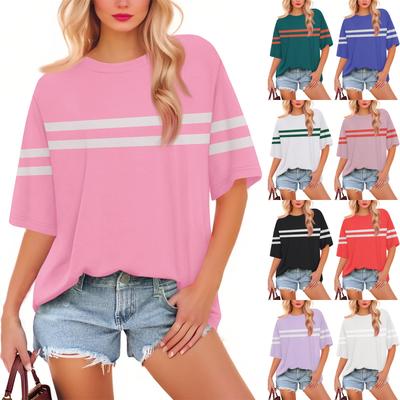 Damenmode Lässig Floral Locker Rundhals Kurzarm Trendiges Urlaubs-T-Shirt Top