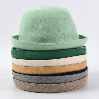 Fashion Women Round Crown Wool Fedora Hats for Ladies Winter Outdoor Trilbies Hat Unisex Girls Casual Autumn Party Hat