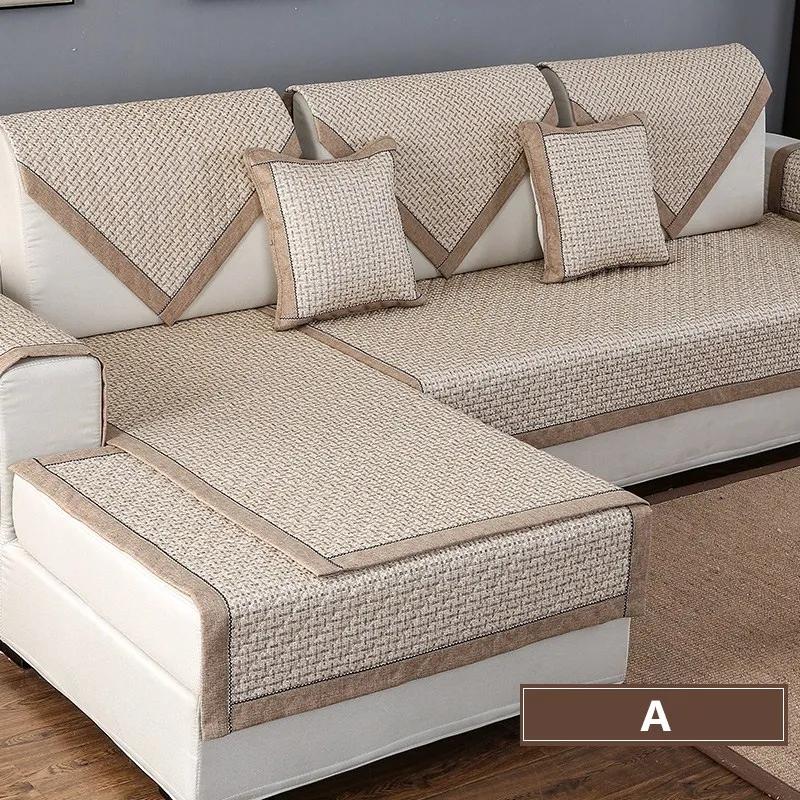 Cotton Linen Fabric Sofa Seat Couch Solid Color Sectional Covers Sofa Towel for Living Room Home Corner Sofa Towel