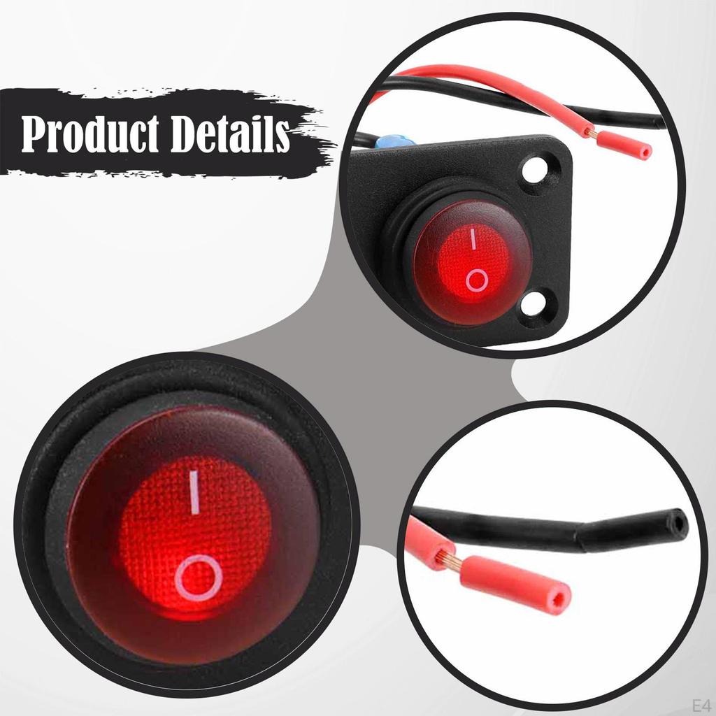 Rocker Switch Panel Mount Pre Wired on Off Toggle Screw Mounting Waterproof for RV Truck