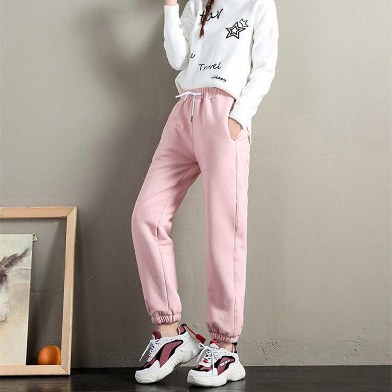 Frauen Winter Wolle Jogging Hose Dicke Baumwolle Gepolsterte Hosen Warme Sport Hosen Elastische Taille