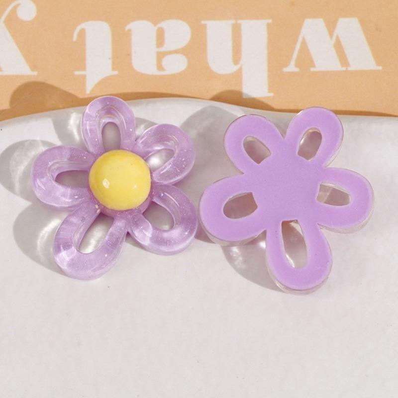 Colorful Hollow Flower Resin Crafts Cute Five-Petaled Flower Accessories Cute Hairpin Phone Cases Jewerly Decor Keychain
