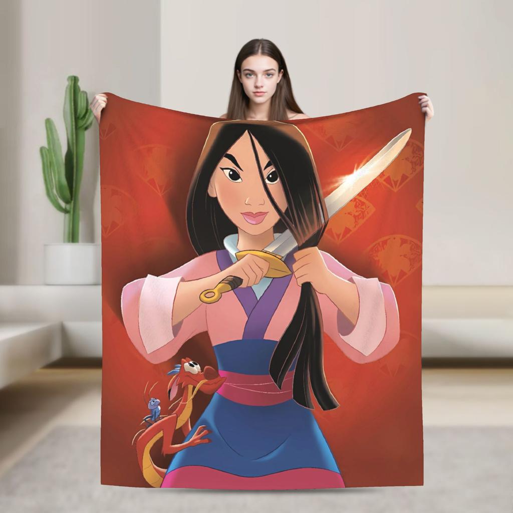 Mulan Mushu Flannel Blanket Winter Super Warm Bedding Throws for Kids Home Decor Graphic Bedspread Sofa Bed Cover