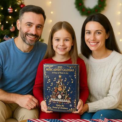 Musical Ornament Countdown Calendar Box 24-Day Christmas Advent Decoration Kids Family Holiday Decor