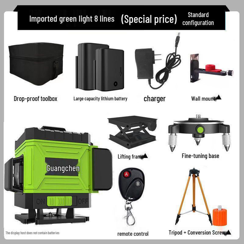 High-Precision Laser Level with Green Light, 12-16 Lines, for Walls and Floors, Automatic Leveling