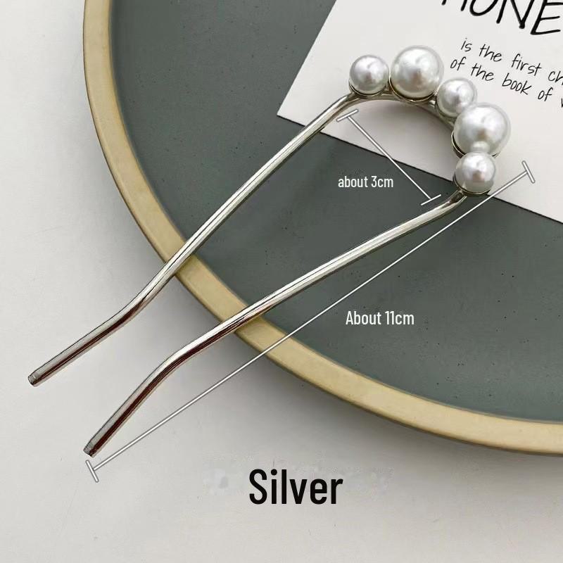 Premium Mesh & Leaf U-Shaped Hairpin: Elegant Ancient & Modern Chinese Style for Women.