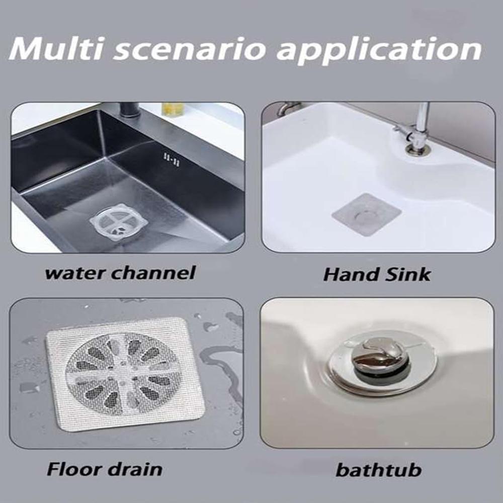 50Pcs Disposable Shower Drain Cover Hair Catcher Shower Drain Mesh Stickers Gray