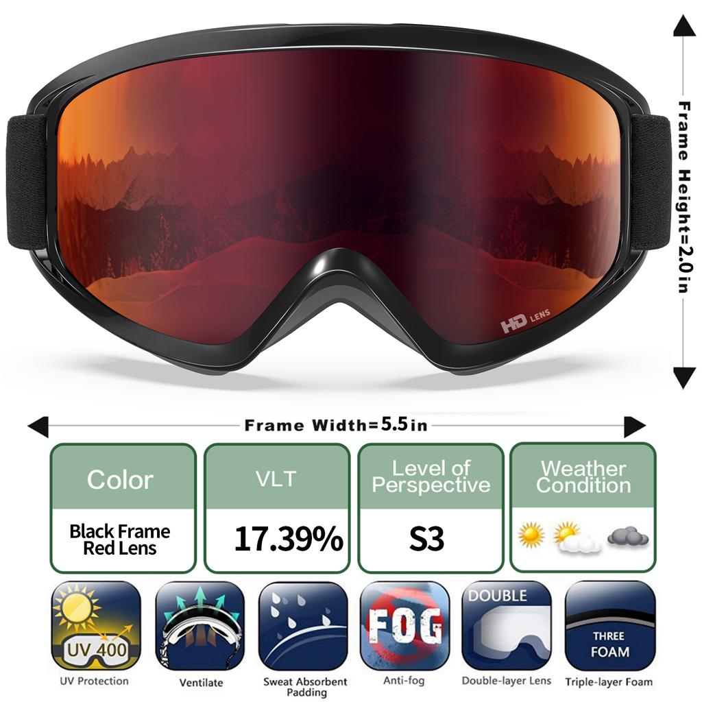 HUBO SPORTS Lunettes de ski-Snowboard Goggles OTG Benin