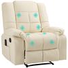 Massage Chair, Relax Chair, 8 Vibration Points, Reclining Function, Faux Leather, Cream White, 94x99x99cm