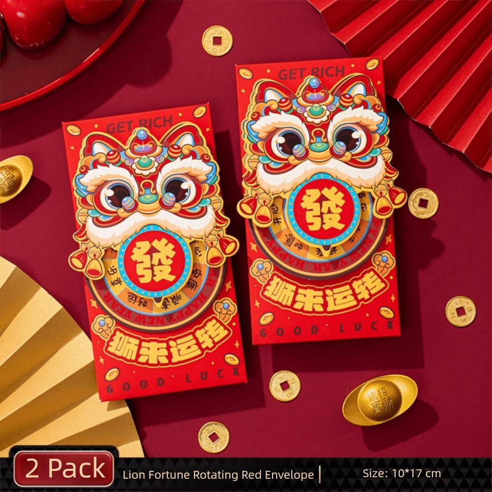 2Pcs 2026 Red Envelopes Lucky Chinese Style New Year Red Packets The Year of the Horse Cartoon Cash Gift Envelopes