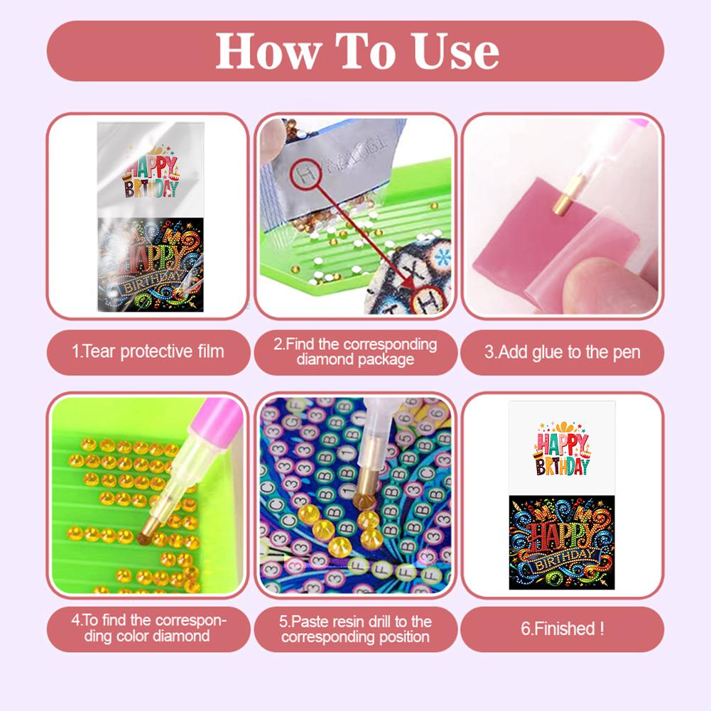 DIY Diamond Painting Greeting Card Set Diamond Art Handmade Cards Rhinestone Diamond Art Mosaic Postcards Festivals Supplies