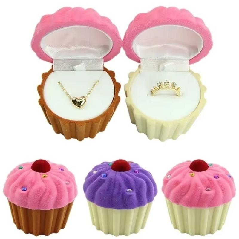 Velvet Cake Jewelry Box Jewelry Packaging Boxs Ring Necklace Earring Boxs Jewelrys Box for Valentines Gift Party Accessory
