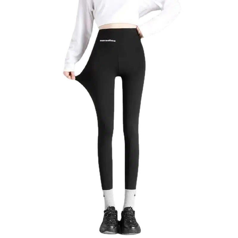 Shark Skin Leggings Women's Summer Thin Outer Wear Tight Elastic and Thin Abdomen and Hip Lift Waist Black Nine-point Pants