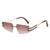 Cat's eye frameless European and American style sunglasses fashion personality star sunglasses sunglasses