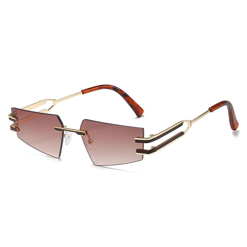 Cat's eye frameless European and American style sunglasses fashion personality star sunglasses sunglasses