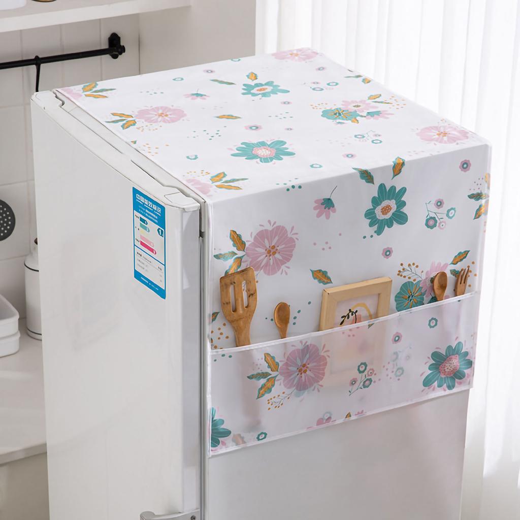 Refrigerator Dust Cover PEVA Home Water and Oil Proofing Refrigerator Cover Towel for Kitchen