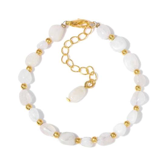 Damen Armband Unregelmäßige Natursteinperlen Verstellbare Länge Armband Bequem zu tragen Handgelenk Vielseitiges Accessoire