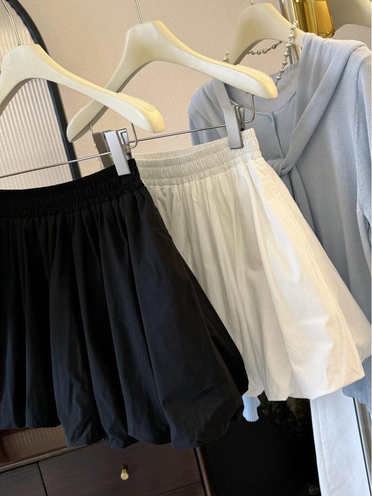 Spring-Summer Fluffy High-Waist Slimming Lantern Skirt for Women