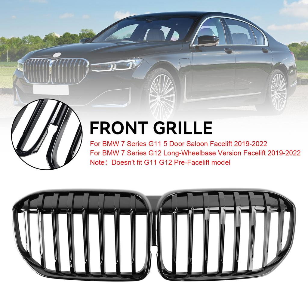Gloss Black Front Grill Grille Fit BMW 7 Series G11 G12 2019-2022 Single Slat