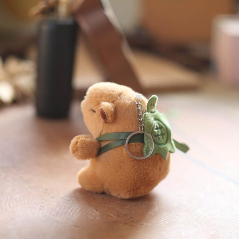 Mini Plush Capybara Charm Keychains Sweet Cute Pendant Car Keyring Backpack Decoration Fashion Jewelry for Women Girl