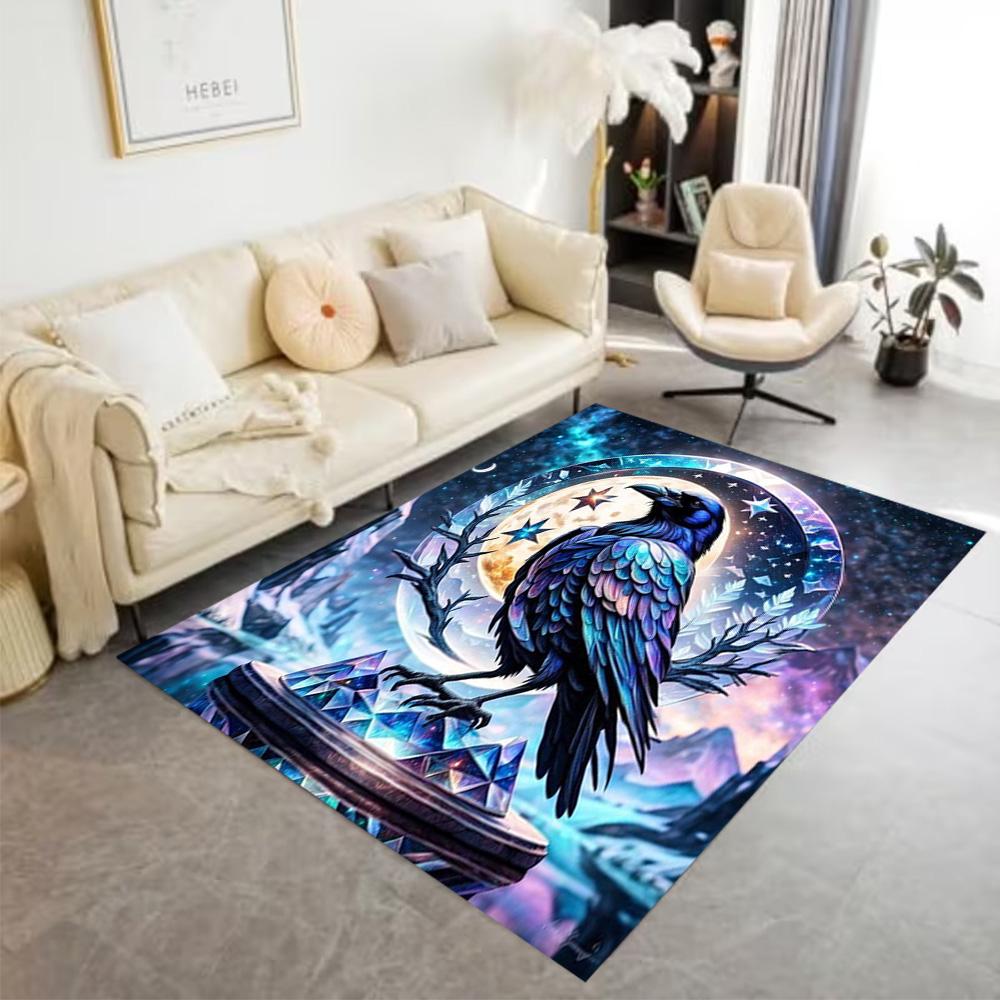 1pc Home Carpet wolf crescent moon non-slip design for bedroom living room office decor gift