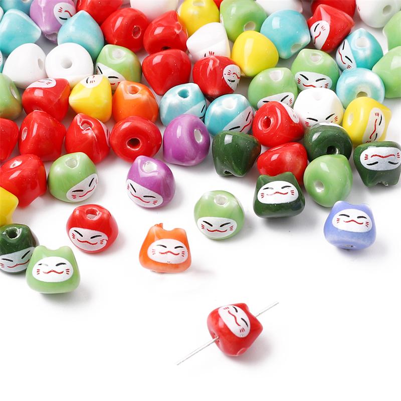10-30Pcs Ceramic Printed Small Fish Beads For Jewelry Making DIY Charms Bracelet Necklace Crafts